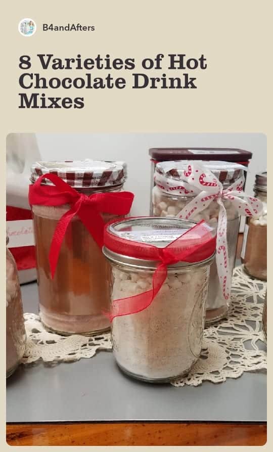 8 varieties of hot chocolate mixes in jars