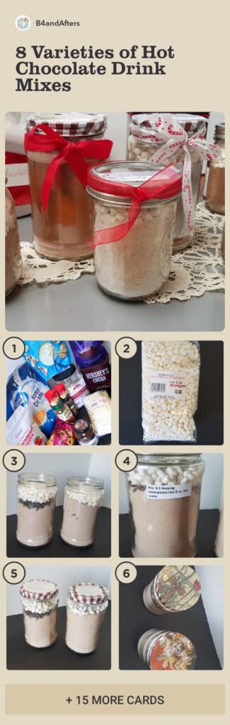 step by step pictures of making a variety of different hot chocolate drink mixes