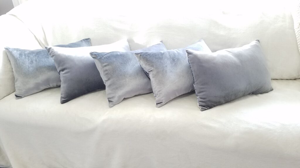 silver velvet pillows