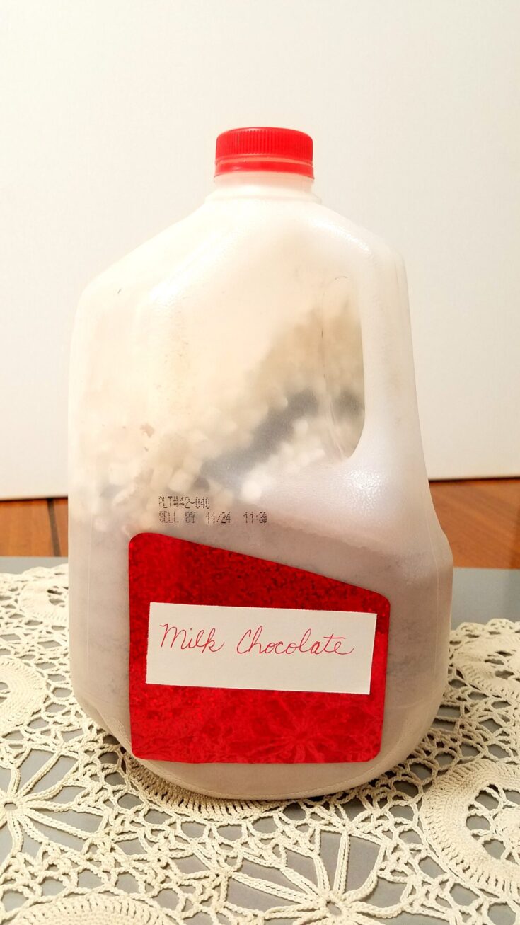 large jug of hot chocolate powder mix