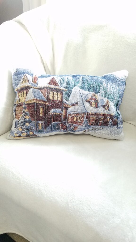 winter scene pillow from a placemat