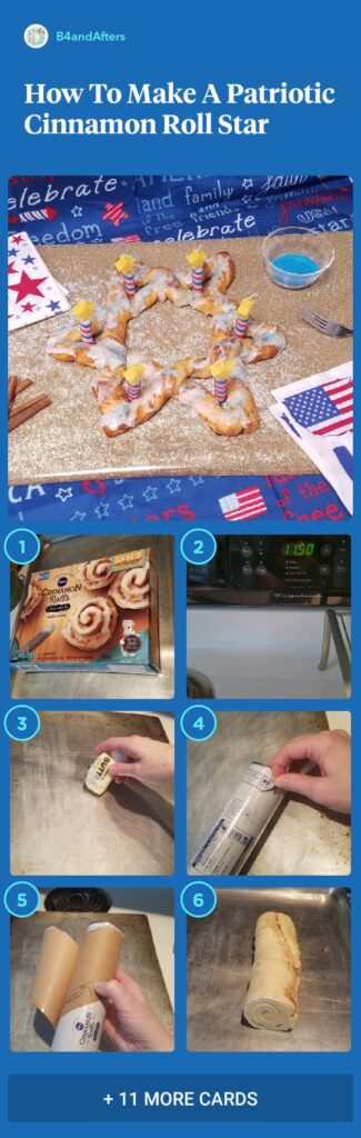 patriotic cinnamon roll star step by step in picture collage