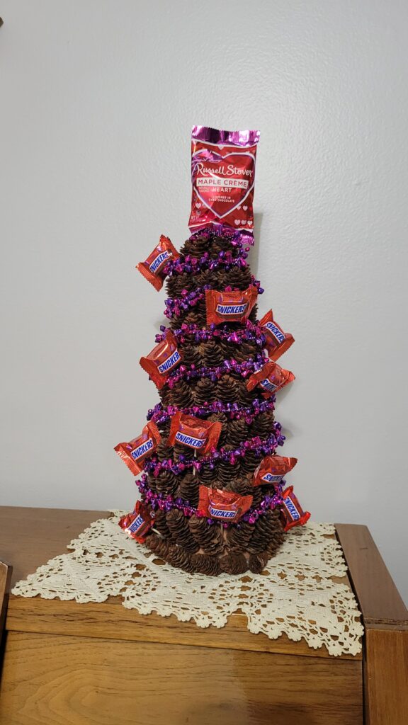 Chocolate Valentine Pine Cone Tree