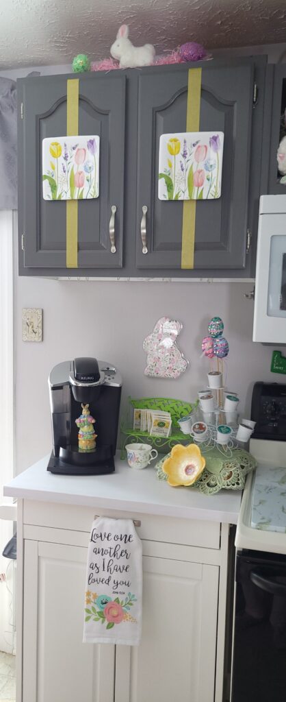 Coffee Station decorated for Spring