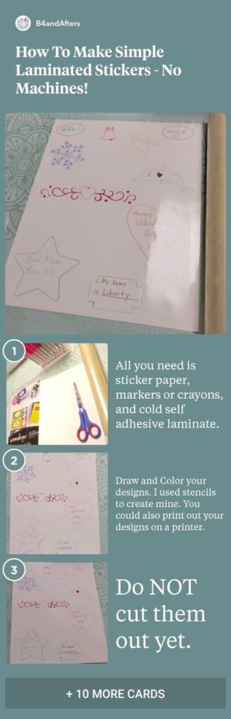 laminated sticker directions in pictures and text