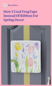 floral square paper plate with yellow frogtape