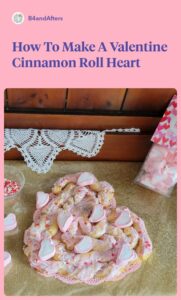 heart shaped cinnamon roll with heart shaped marshmallows