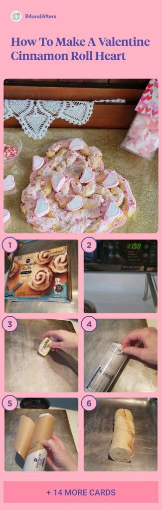 Heart Shaped Cinnamon Roll Step by step picture collage
