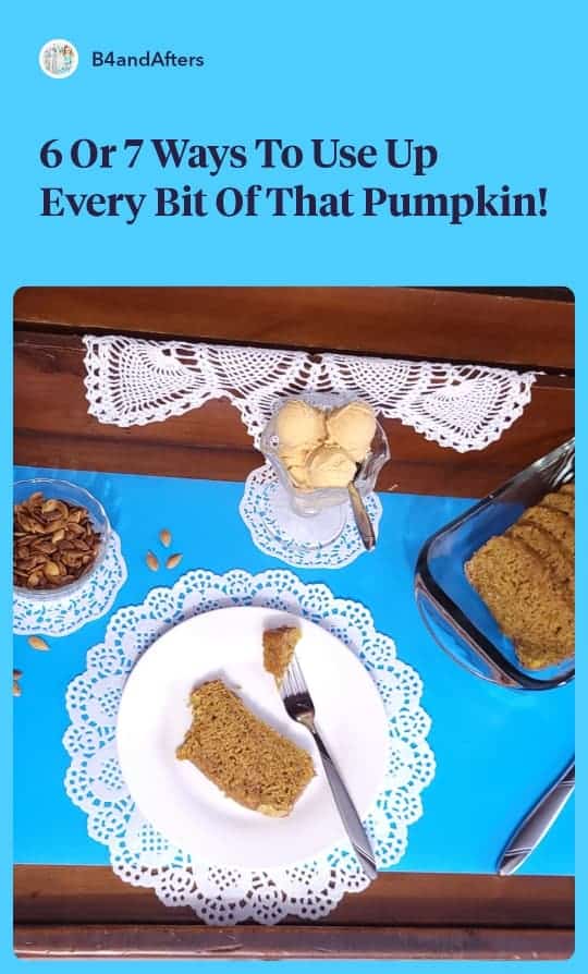 pumpkin seeds, pumpkin bread, pumpkin frozen yogurt on a blue background