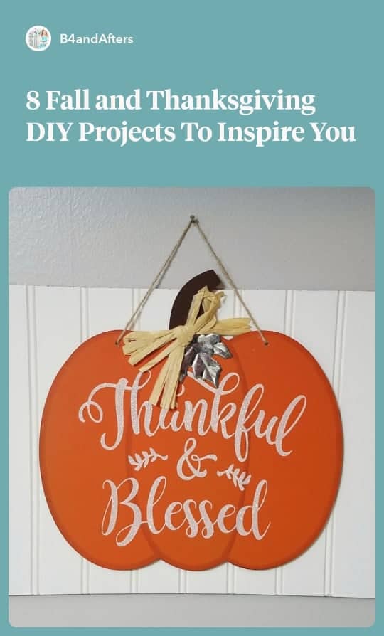 orange pumpkin Thankful and Blessed diy sign