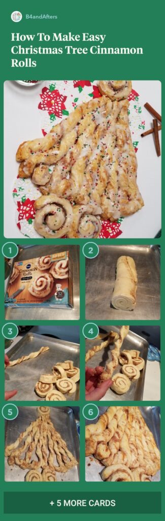 how to make a Christmas tree shaped cinnamon roll step by step