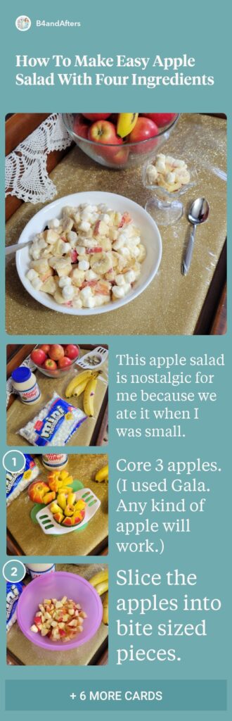 Apple salad with bananas and marshmallows