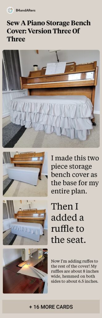 how to sew a ruffled slipcover for a piano bench step by step