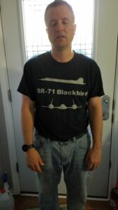 black tshirt with SR 71 blackbird