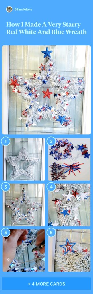 patriotic wreath with red white and blue stars step by step picture collage
