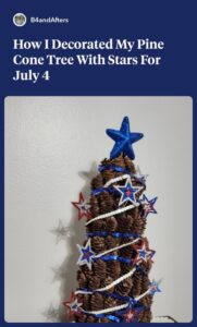 pine cone tree decorate with stars