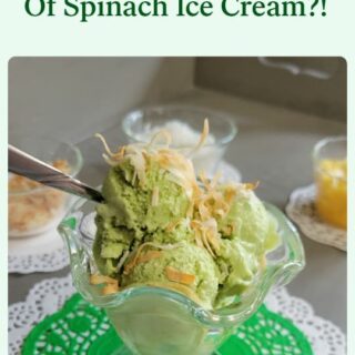 green spinach ice cream with coconut sprinkles