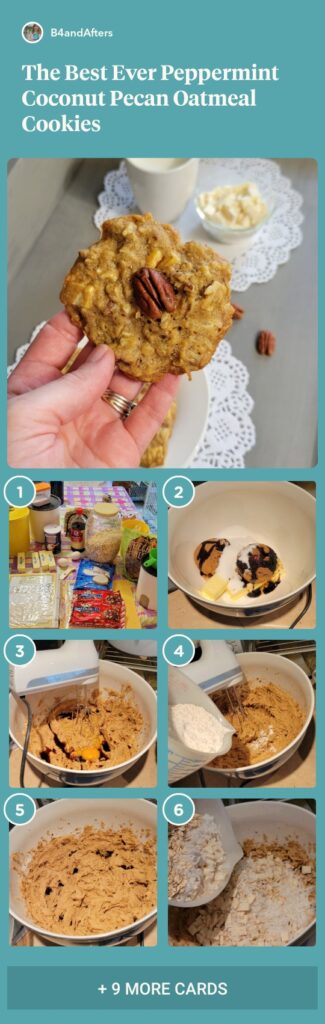 peppermint oatmeal coconut pecan cookies step by step pictures