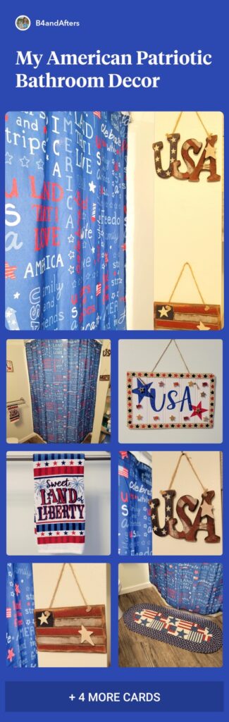 red white and blue bathroom accessories