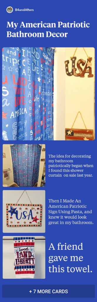 red white and blue patriotic bathroom decor