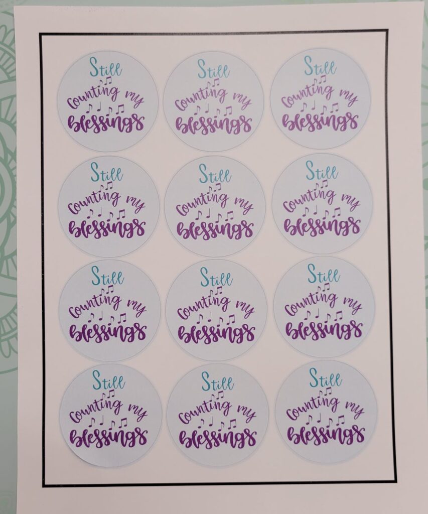 sheet of Counting My Blessings stickers