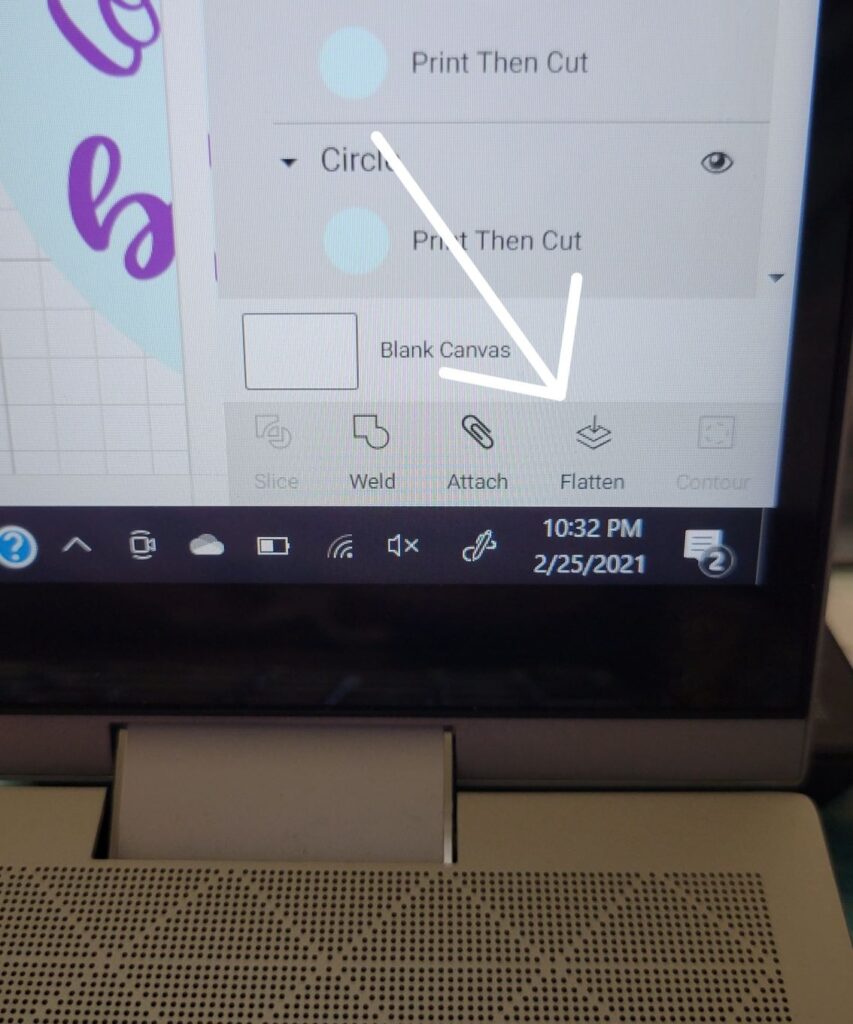 screenshot of arrow on computer screen