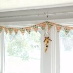 burlap banner across window