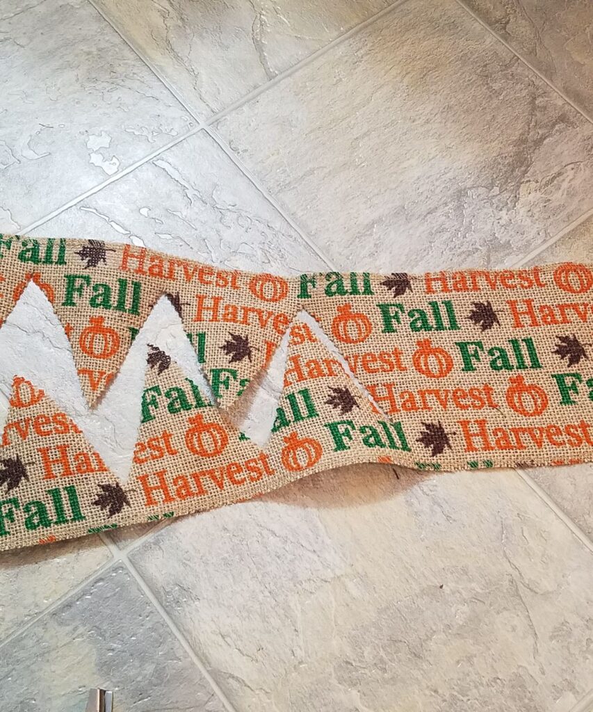 fall burlap cut into banner partially