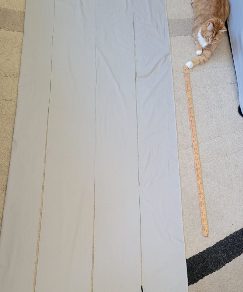 fabric cut into 4 strips