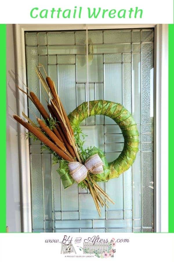 Cattail wreath on front door