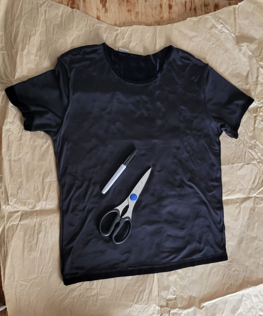 black velvet shirt with scissors