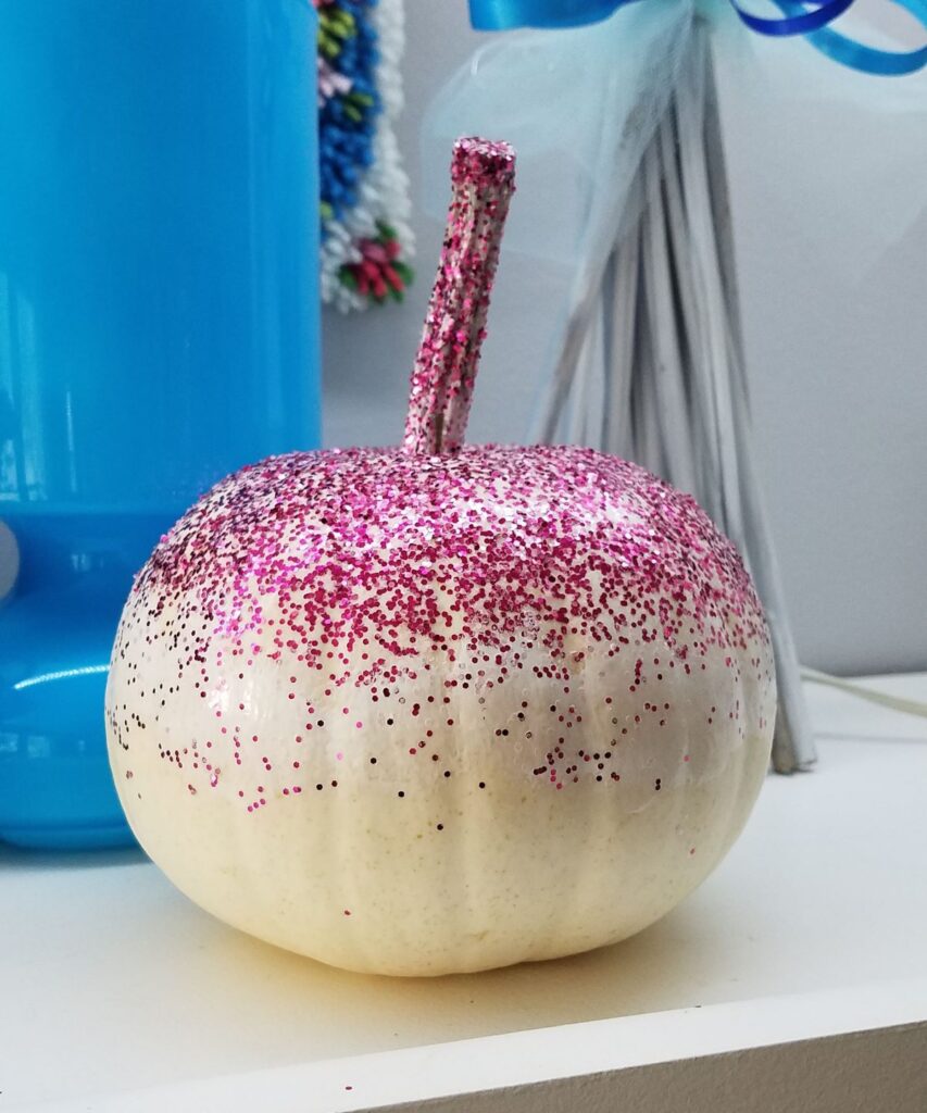 ombre pink glitter pumpkin