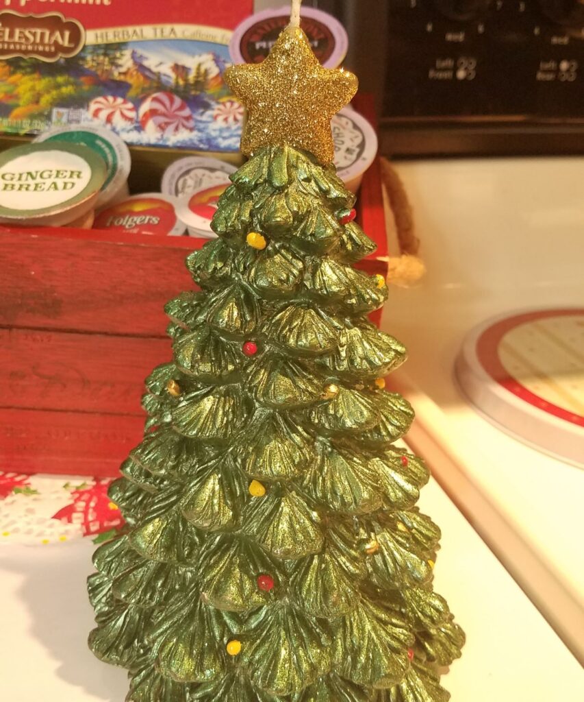 Christmas tree shaped candle