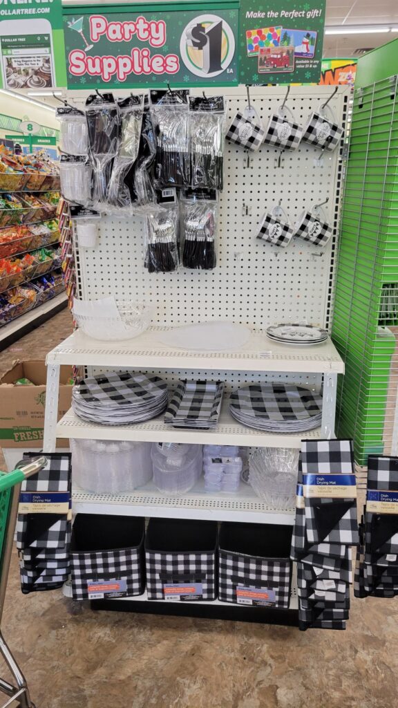 black and white plaid at the dollar tree