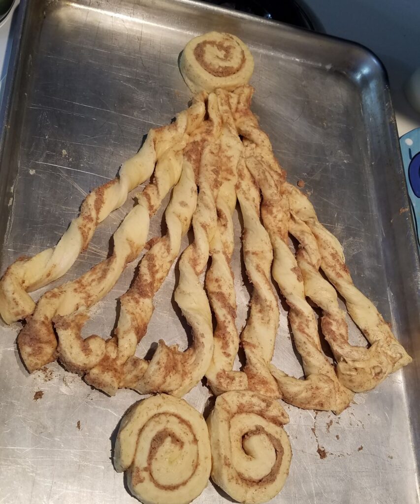 twisted cinnamon rolls before baking