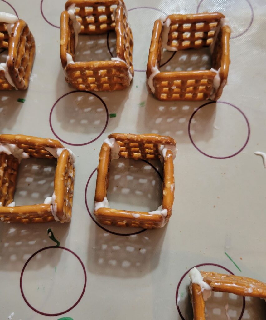 pretzels arranged in squares