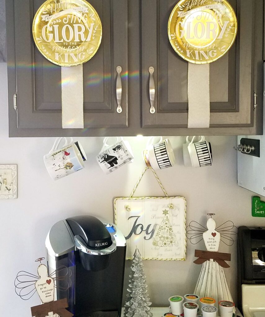 Coffee station decorated in Angel theme