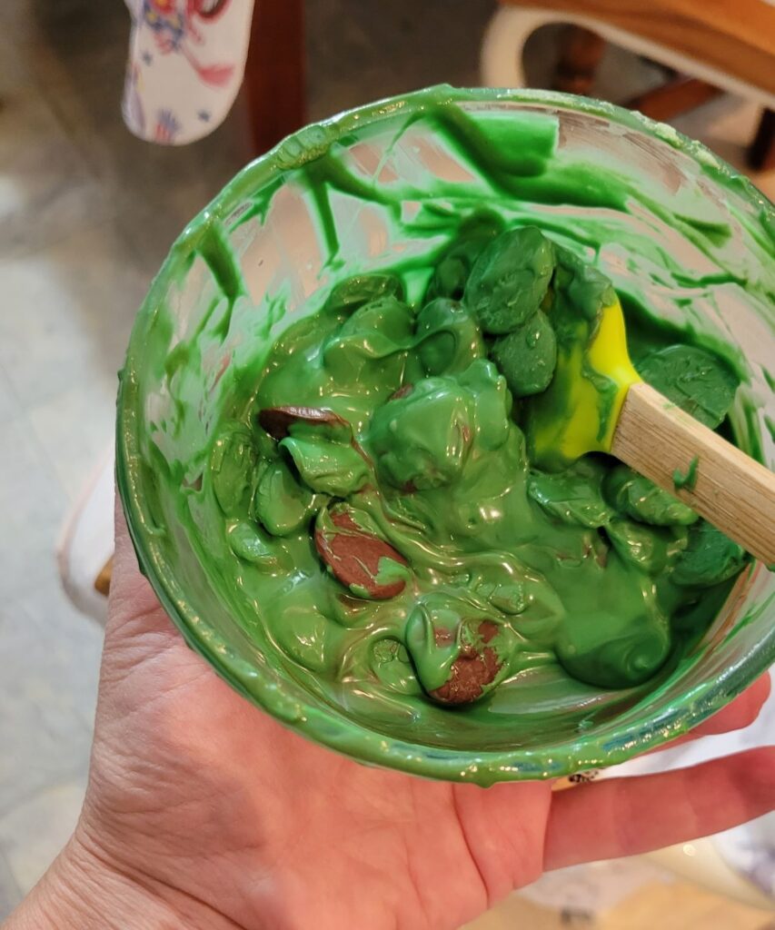 green and chocolate melting wafers