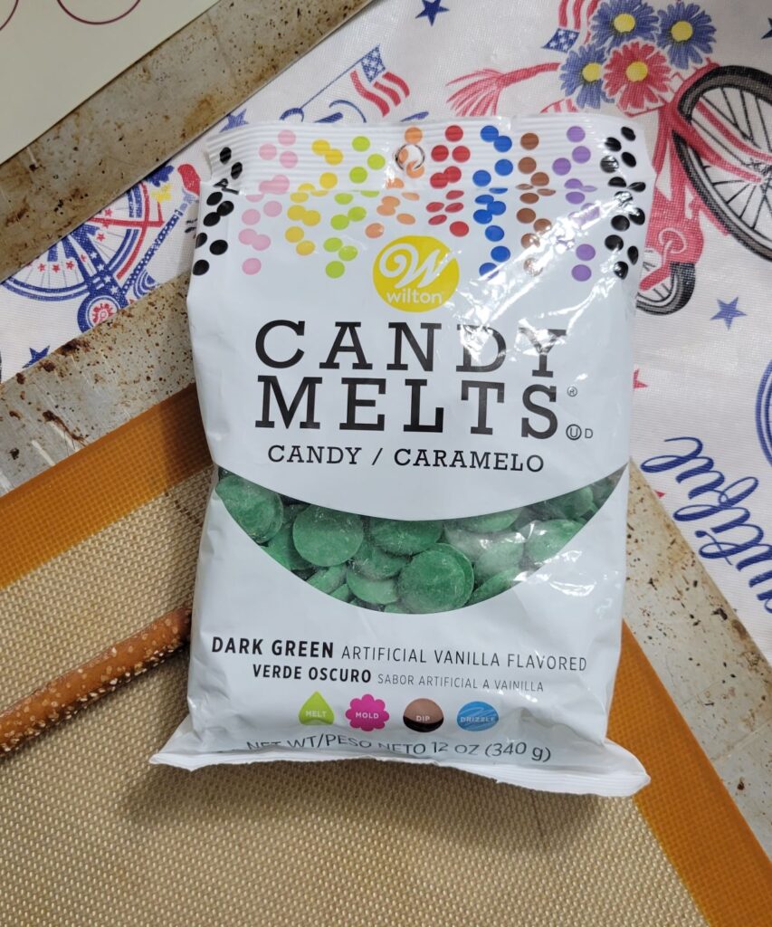 green candy melts in a bag