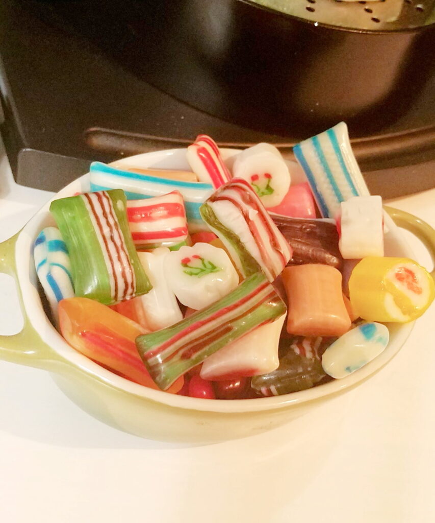 old fashioned Christmas candy in a small dish