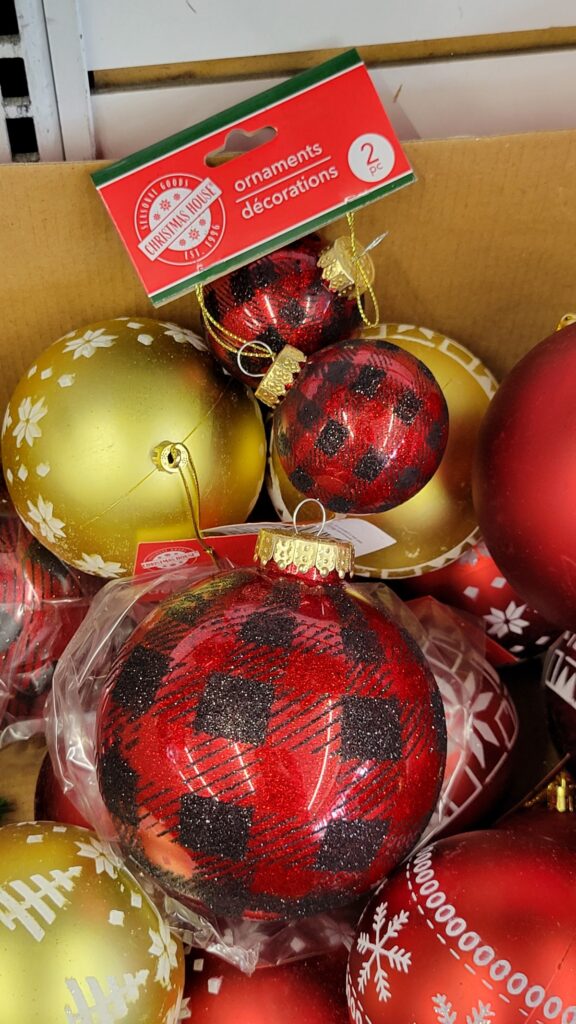 red and black checked Christmas ornaments
