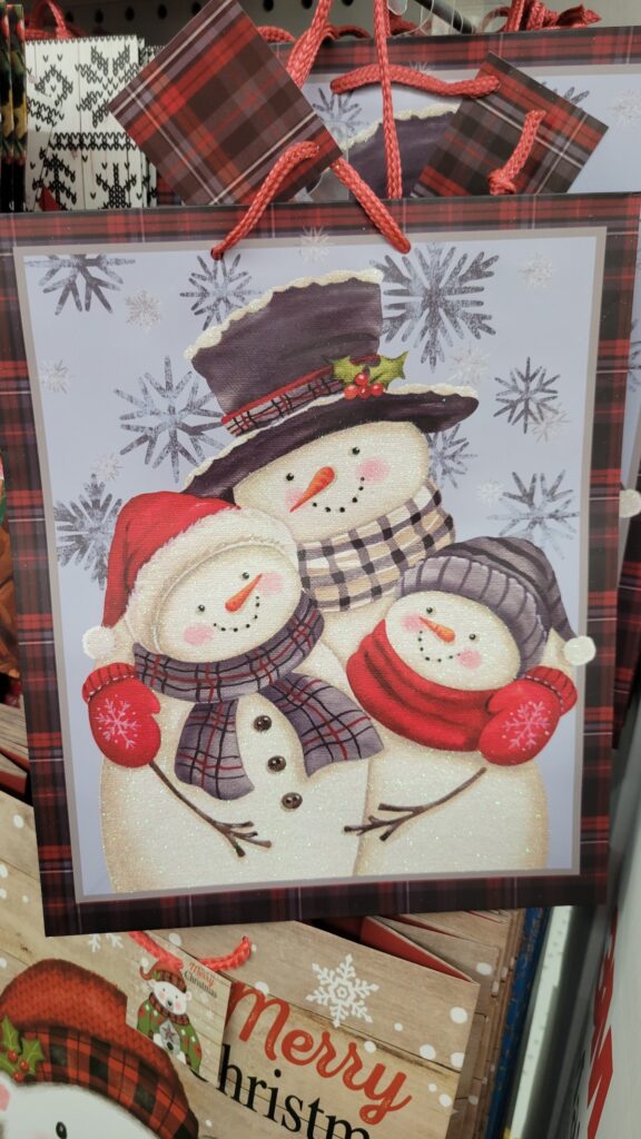 black and white check scarf snowman