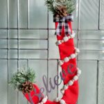 J Christmas wreath on glass door