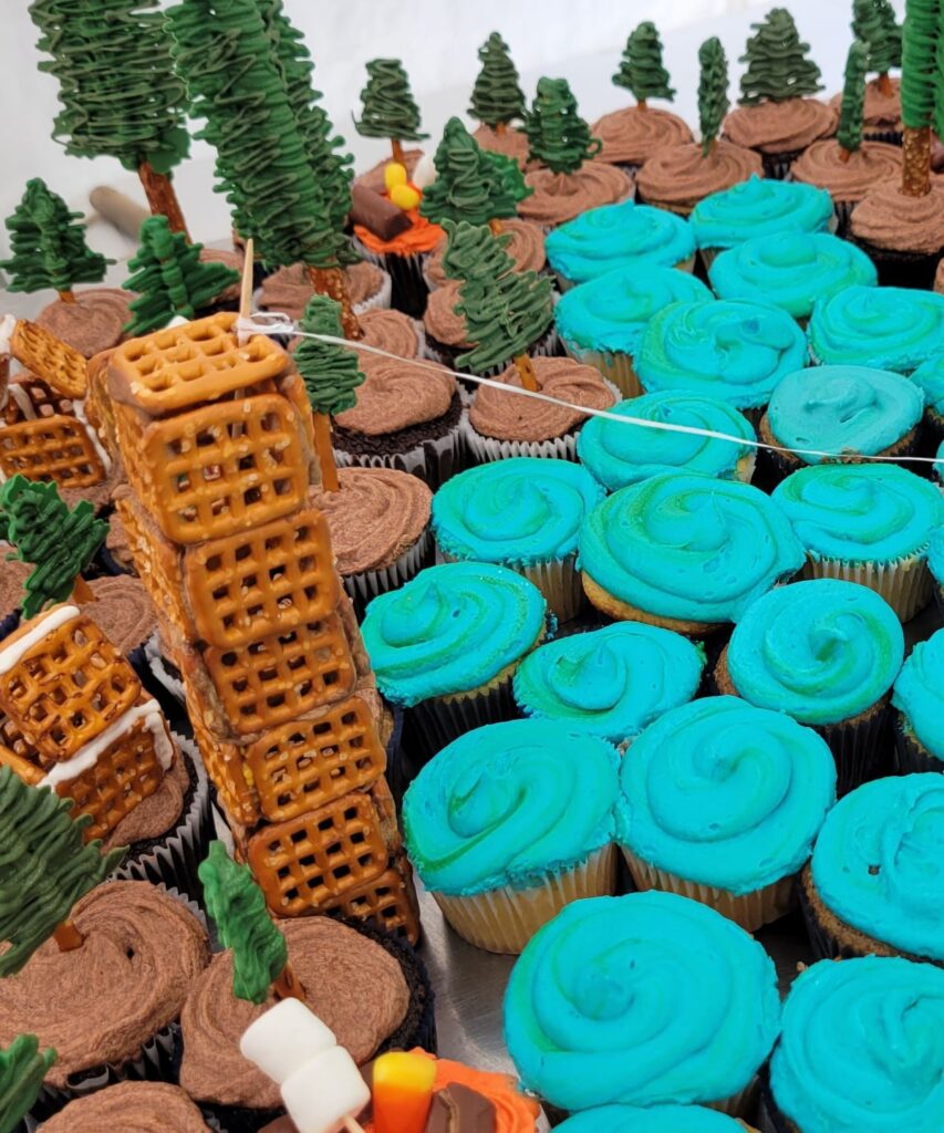 Celebrate Retirement with a Fun Camping/Fishing Cupcake Tower