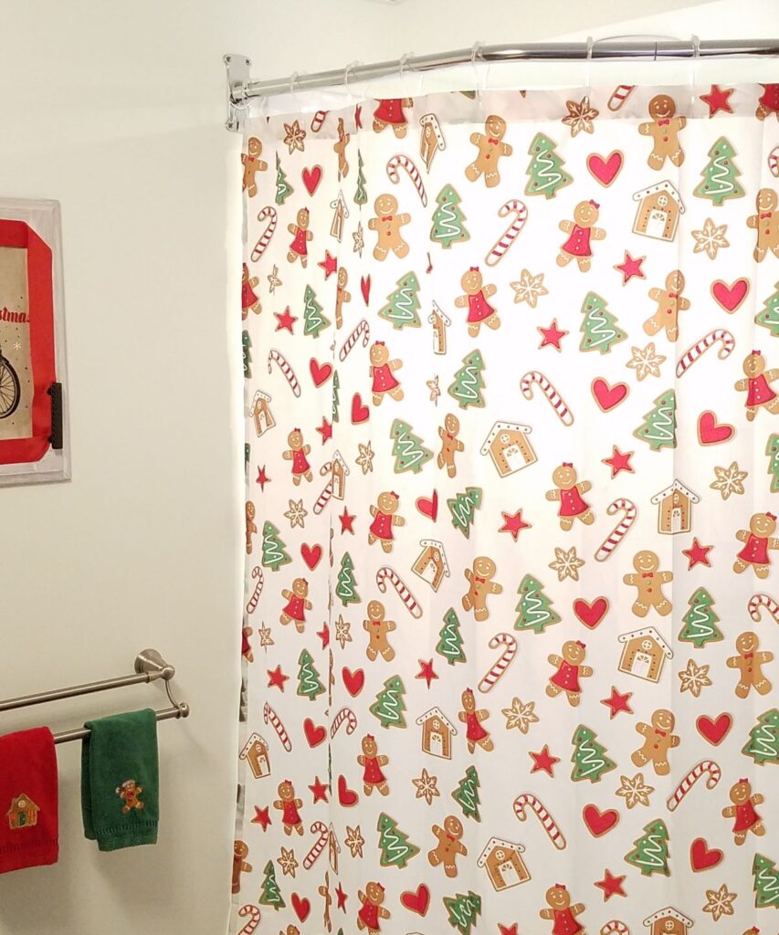 Christmas gingerbread shower curtain