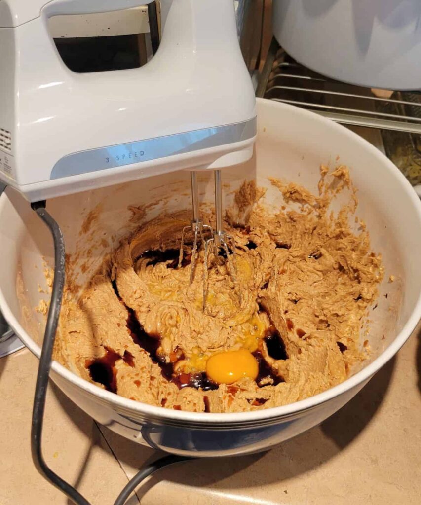 mixing cookie dough with mixer