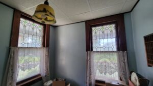 green stained glass windows
