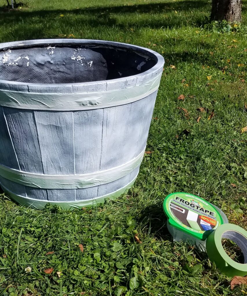 huge white spray painted planter