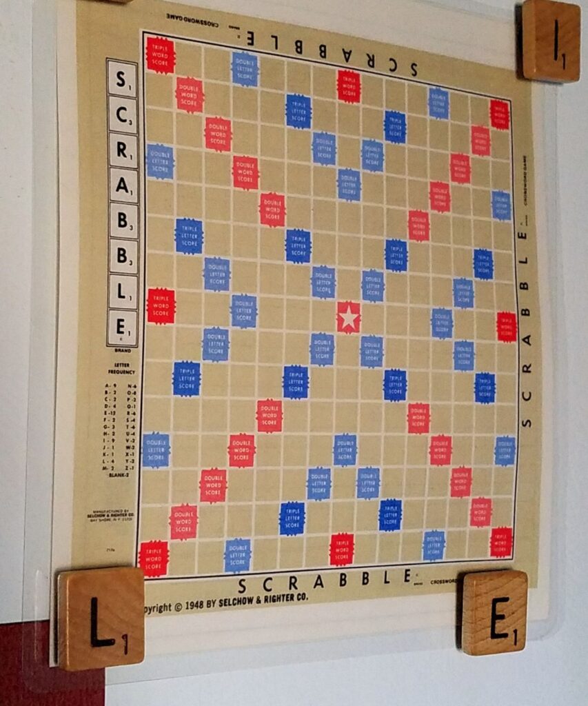 laminated miniature Scrabble game