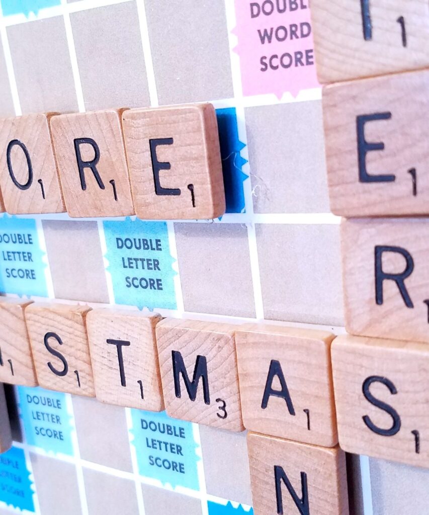 closeup of Scrabble tiles